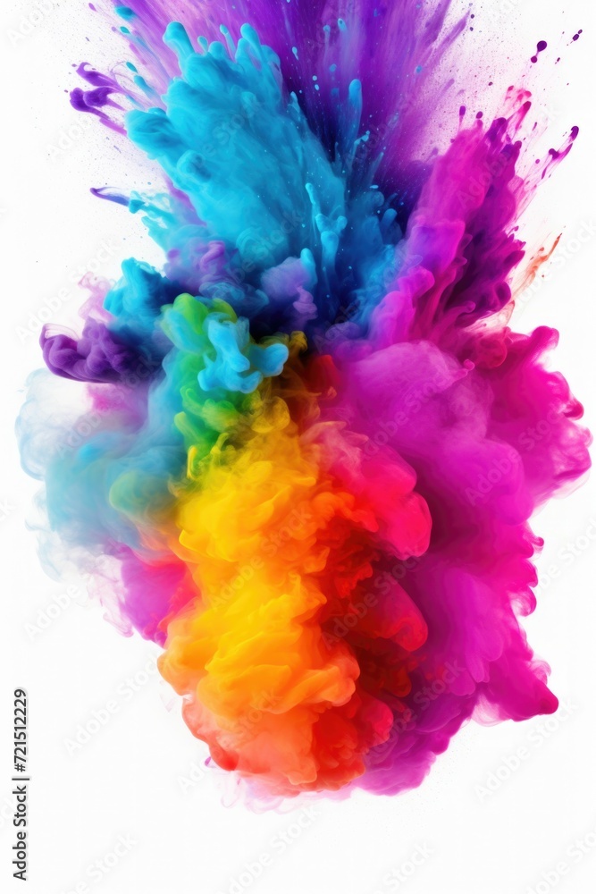 Poster A vibrant explosion of paint on a clean white background. Perfect for adding a burst of color and energy to any project