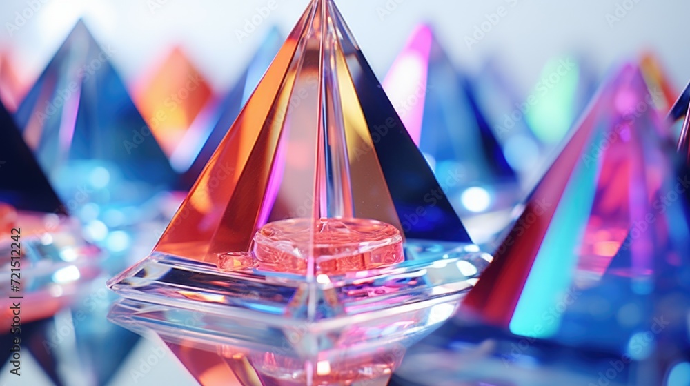 Aufkleber A close-up view of a group of crystal pyramids. Perfect for adding a touch of elegance and mystique to your designs