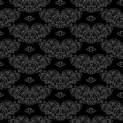 Vector damask vintage baroque ornament. Retro pattern antique style. Seamless floral pattern. Royal wallpaper. Gothic background. Vector black and white ornament
