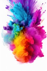 A vibrant explosion of paint on a clean white background. Perfect for adding a burst of color and energy to any project