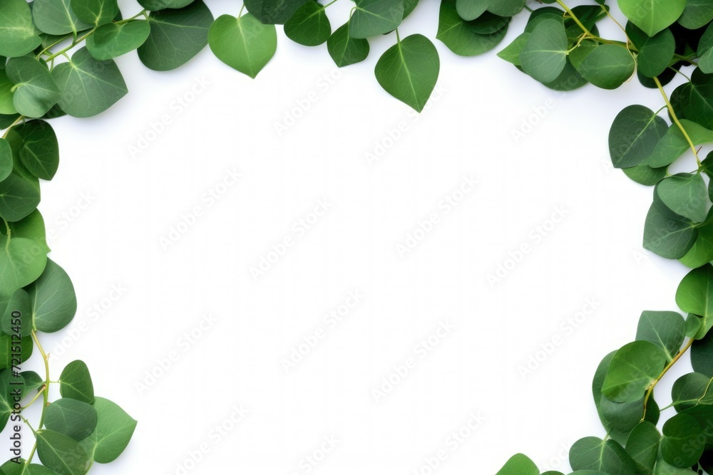 Poster a frame of green leaves on a white background. perfect for adding a natural touch to your designs