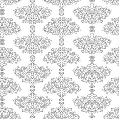 Vector damask vintage baroque ornament. Retro pattern antique style. Seamless floral pattern. Royal wallpaper. Gothic background. Vector black and white ornament