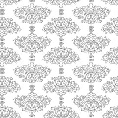 Vector damask vintage baroque ornament. Retro pattern antique style. Seamless floral pattern. Royal wallpaper. Gothic background. Vector black and white ornament