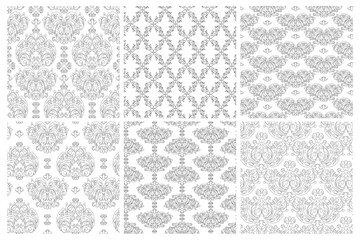 Vector damask vintage baroque ornament. Retro pattern antique style. Seamless floral pattern. Royal wallpaper. Gothic background. Vector black and white ornament - obrazy, fototapety, plakaty