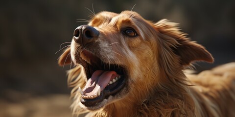 Close-up view of a dog showing its open mouth. This image can be used to depict excitement, playfulness, or even dental health