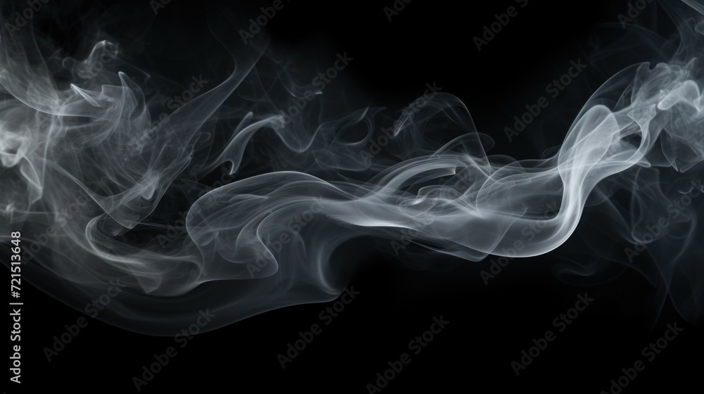 Poster Close-up shot of smoke on a black background. Versatile image that can be used for various concepts and designs