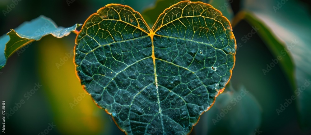 Poster a heart-shaped leaf with a unique pattern makes it truly unique