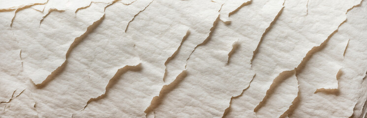 Texture of crumpled white paper with dents. Torn paper background