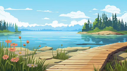 Cartoon summer beach illustration background