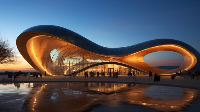 A curvilinear paraboloid surrounded by geometric simplicity --ar 16:9 --v 5.2 --s 750** - Image #4 @maliktanveer