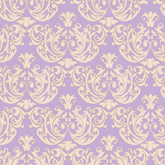 Vector damask vintage baroque ornament. Retro pattern antique style Seamless floral pattern. Royal wallpaper. Gothic background. Vector yellow and violet ornament