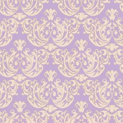 Foto op Canvas Vector damask vintage baroque ornament. Retro pattern antique style Seamless floral pattern. Royal wallpaper. Gothic background. Vector yellow and violet ornament © Oksana