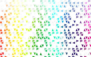 Light Multicolor, Rainbow vector cover in polygonal style. Illustration with set of colorful triangles. Template for wallpapers.