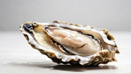 Fresh opened oyster on white background