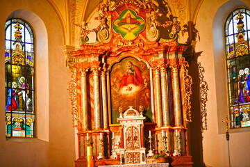 Innenansicht der Pfarrkirche Pfarrkirche Dornbirn-Haselstauden in Vorarlberg	 (Österreich) - obrazy, fototapety, plakaty