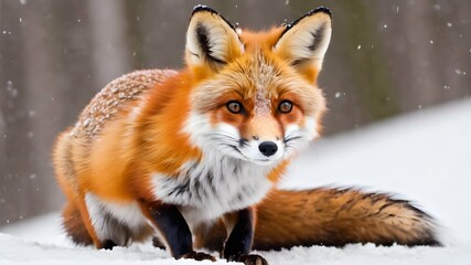 image of a red fox in a snowy environment that is hunting for prey