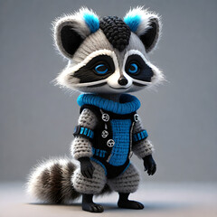 Fluffy baby raccoon girl cyber goth style refers to an individual who embraces a unique and creative fashion style. They may wear clothing and accessories associated with the goth subculture, characte - obrazy, fototapety, plakaty