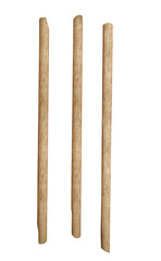 Peeled from the bark vertical wooden logs on isolated transparent background