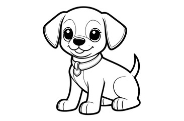 Coloring Book Page with Dog, Coloring page outline of a cute dog, coloring page with Animal character
