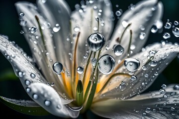 water drops on lily