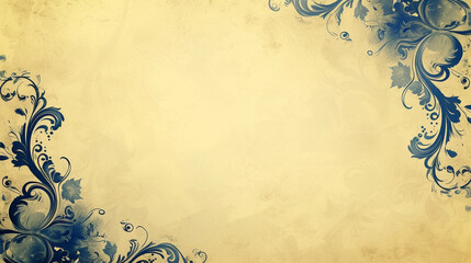 Royal blue & pale-yellow vintage background vector presentation design with copy space