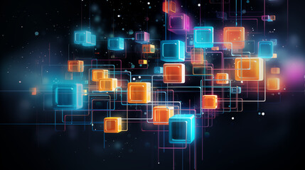 Abstract representation of blockchain technology with colorful elements