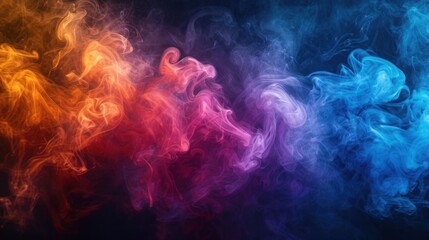 colorful Smoke on Black Background, Vibrant swirls of magenta, purple, and blue smoke create a dynamic and abstract vision against a dark backdrop.. - obrazy, fototapety, plakaty
