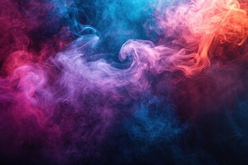 Obraz na płótnie Canvas colorful Smoke on Black Background, professional color grading, The colorful wisps of smoke twist and flow, displaying a delicate interplay of light and ethereal vapor..