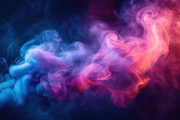Foto op Canvas colorful Smoke on Black Background, professional color grading, A lively dance of red and lavender smoke curls, forming a surreal pattern that suggests motion and fantasy.. © Anna