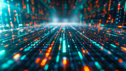 Futuristic Digital Matrix, Cyberspace Network and Binary Data Flow, Abstract Technology Background