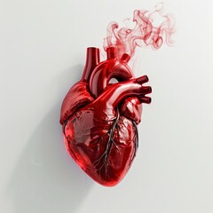Human Heart with Smoke Effects Illustrating Health Risks. Generative ai