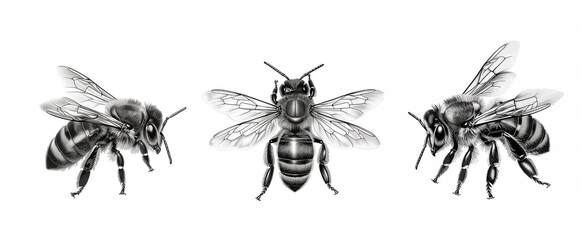 Hand-drawn Bee Illustration - obrazy, fototapety, plakaty