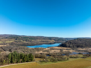 Luftbild vom Mindelsee, ein Gletscherzungensee auf dem Bodanrück