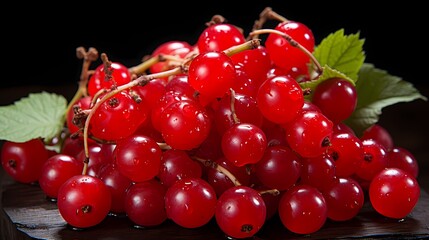 A cluster of ripe red currants, showcasing their vibrant and tart nature