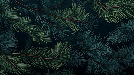 seamless background with coniferous branches pattern, coniferous, fir, 