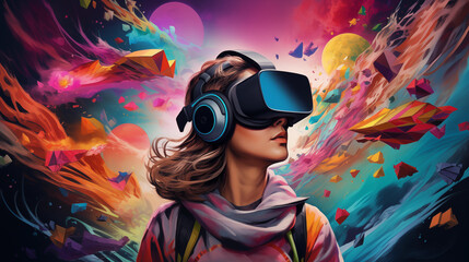 Abstract representation of colorful virtual reality gaming experience