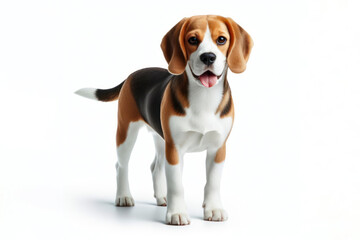 full body photo of a Beagle dog isolated on solid white background. ai generative