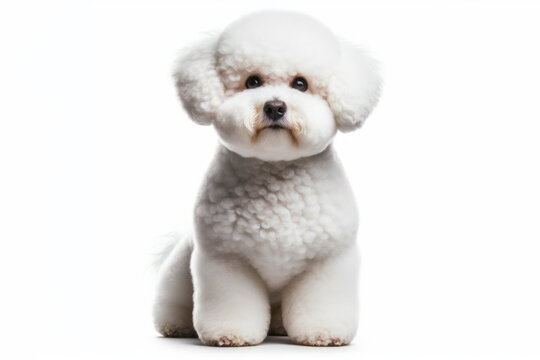 full body photo of a Bichon Frise Dog dog isolated on solid white background. ai generative