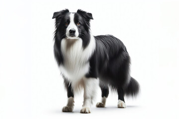 full body photo of a Border Collie dog isolated on solid white background. ai generative