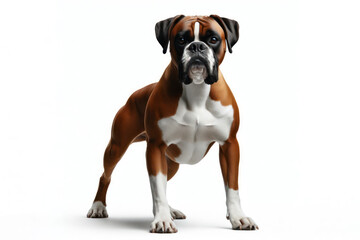 full body photo of a Boxer dog isolated on solid white background. ai generative