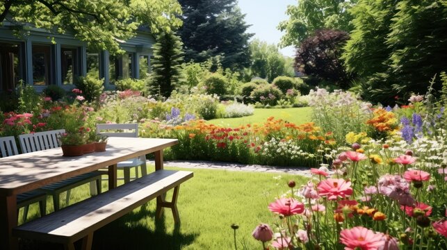 Garden background copy space 3D photo-real UHD Wallpaper