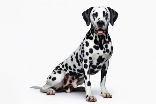 full body photo of a Dalmatian dog isolated on solid white background. ai generative
