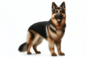 full body photo of a German Shepherd dog isolated on solid white background. ai generative