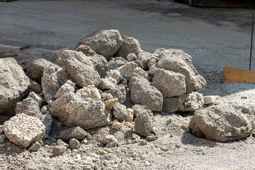 mountain of stones on the road buildingsite