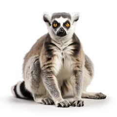 Photo of lemur isolated on white background
