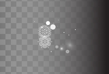 Silver Snowfall Vector Transparent Background.