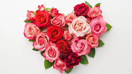valentine's day background, love, bouquet of roses arranged in the shape of a heart on pink background