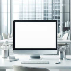 Blank computer screen, Blur modern office