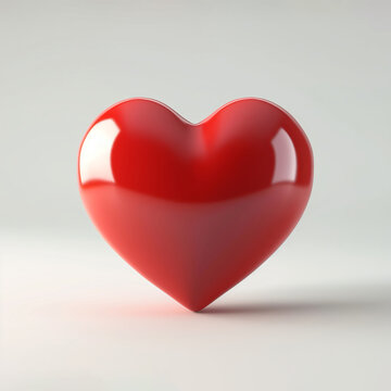red heart on white background, 3d render