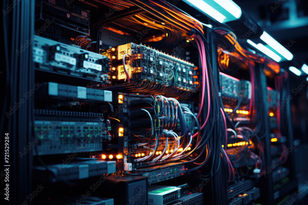 Poster a tidy network of organized cables and wires showcases the technological order and structured connec